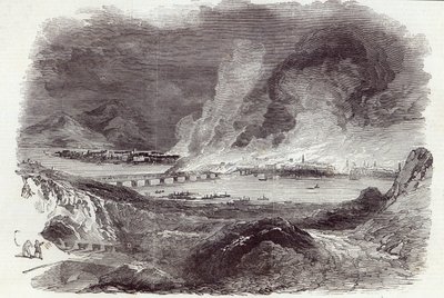Great Fire at Pittsburgh, from The Illustrated London News, 17th May 1845 (engraving) by English School
